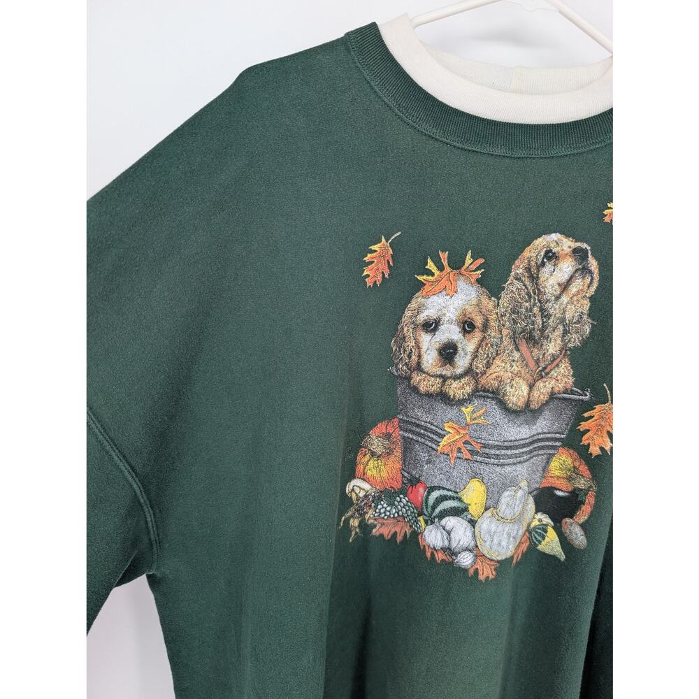 Vintage 90s Dog Gourd Pumpkin Sweatshirt Women's 3X Grandmacore Retro Fall Leaf - Picture 4 of 11